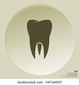 Flat paper cut style icon of tooth. Dentistry symbol icon vector illustration