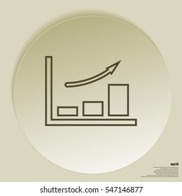 Flat paper cut style icon of a diagram. Vector illustration