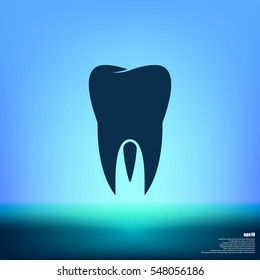 Flat paper cut style icon of tooth. Dentistry symbol icon vector illustration