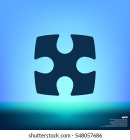 Flat paper cut style icon of puzzle part