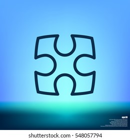 Flat paper cut style icon of puzzle part