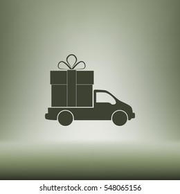 Flat paper cut style icon of vehicle. Delivery car symbol vector illustration