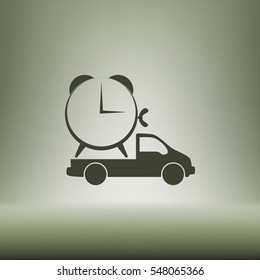 Flat paper cut style icon of vehicle. Delivery car symbol vector illustration