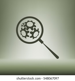 Flat paper cut style icon of magnifier. Vector illustration