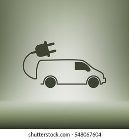 Flat paper cut style icon of an eco car. Vector illustration