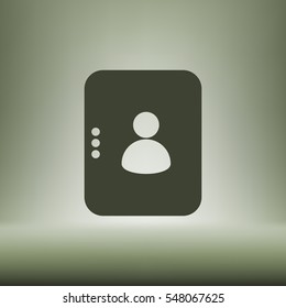 Flat paper cut style icon of an address book. Vector illustration