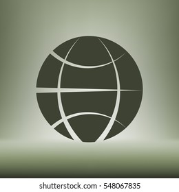 Flat paper cut style icon of globe. Vector illustration