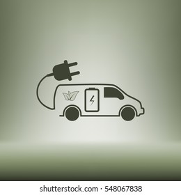 Flat paper cut style icon of an eco car. Vector illustration