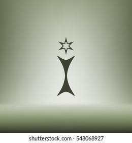 Flat paper cut style icon of trophy and award. Vector illustration