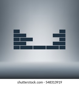 Flat paper cut style icon of brickwork fragment. Vector illustration