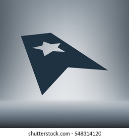 Flat paper cut style icon of web bookmark. Vector illustration