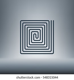 Flat paper cut style icon of floor heating. Vector illustration