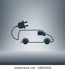 Flat paper cut style icon of an eco car. Vector illustration