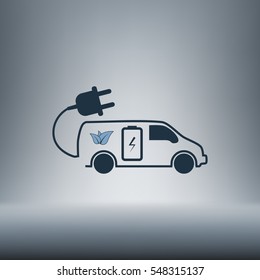 Flat paper cut style icon of an eco car. Vector illustration