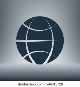 Flat paper cut style icon of globe. Vector illustration