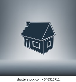 Flat paper cut style icon of house model vector illustration