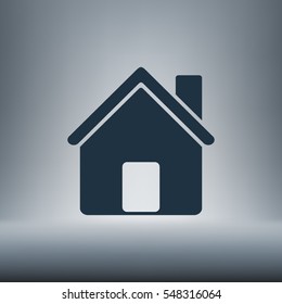 Flat paper cut style icon of house. Vector illustration