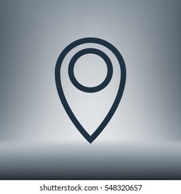 Flat paper cut style icon of map pointer vector illustration