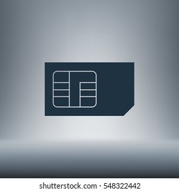 Flat paper cut style icon of a sim card. Vector illustration