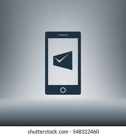 Flat paper cut style icon of Short Message. Vector illustration