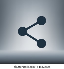 Flat paper cut style icon of share. Vector illustration