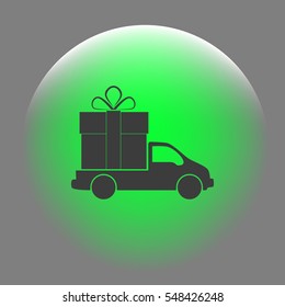 Flat paper cut style icon of vehicle. Delivery car symbol vector illustration