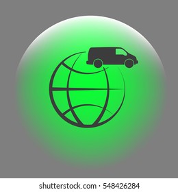 Flat paper cut style icon of vehicle. Delivery car symbol vector illustration