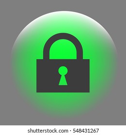 Flat paper cut style icon of a lock. Vector illustration