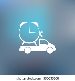 Flat paper cut style icon of vehicle. Delivery car symbol vector illustration