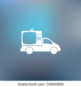 Flat paper cut style icon of vehicle. Delivery car symbol vector illustration