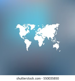 Flat paper cut style icon of World Map. Vector illustration