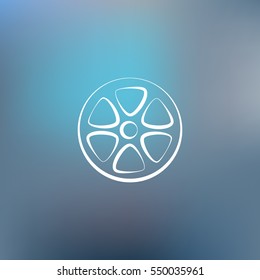 Flat paper cut style icon of old tape spool. Vector illustration