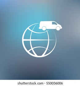 Flat paper cut style icon of vehicle. Delivery car symbol vector illustration
