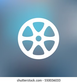 Flat paper cut style icon of old tape spool. Vector illustration