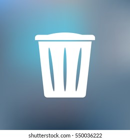 Flat paper cut style icon of trash can. Vector illustration