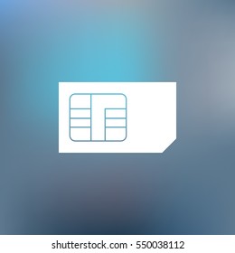 Flat paper cut style icon of a sim card. Vector illustration