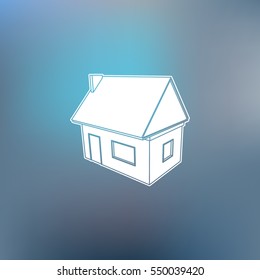 Flat paper cut style icon of house model vector illustration