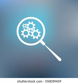 Flat paper cut style icon of magnifier. Vector illustration