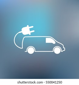 Flat paper cut style icon of an eco car. Vector illustration