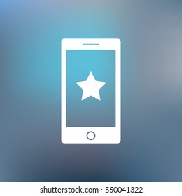 Flat paper cut style icon of mobile phone. Vector illustration