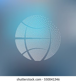 Flat paper cut style icon of globe. Vector illustration