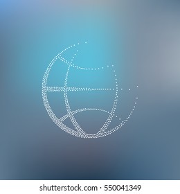 Flat paper cut style icon of globe. Vector illustration