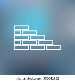 Flat paper cut style icon of brickwork fragment. Vector illustration