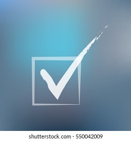 Flat paper cut style icon of check box. Vector illustration