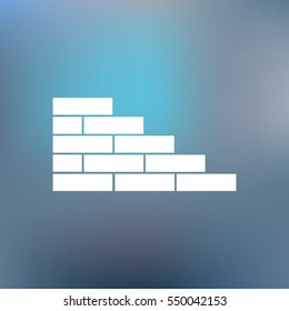 Flat paper cut style icon of brickwork fragment. Vector illustration