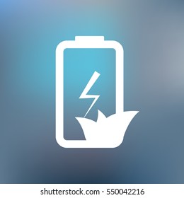 Flat paper cut style icon of eco friendly battery. Vector illustration