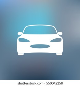 Flat paper cut style icon of a car. Vector illustration