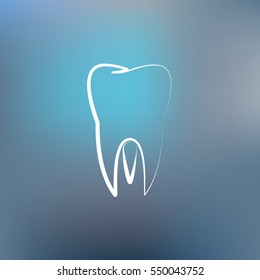 Flat paper cut style icon of tooth. Dentistry symbol icon vector illustration
