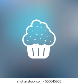 Flat paper cut style icon of cake. Vector illustration