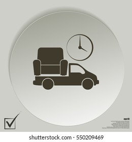 Flat paper cut style icon of vehicle. Delivery car symbol vector illustration